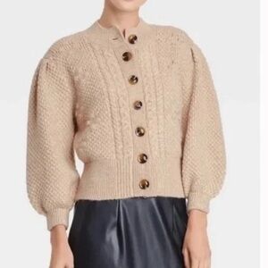 Who What Wear Taupe Cable Knit Cardigan